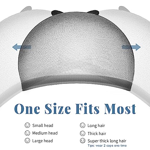 IKOCO Transparent HD Wig Caps for Women - 8 Pack Ultra Thin Nylon Stocking Cap