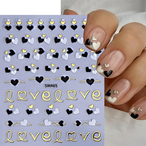 Valentine Heart Nail Art Stickers - 10 Sheets Self-Adhesive Decals