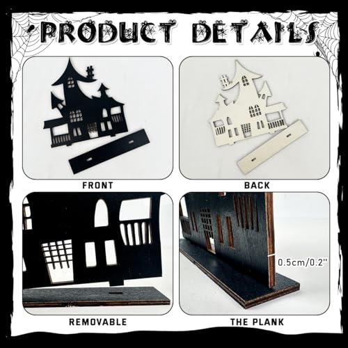 Halloween Haunted House Table Decorations - 4 Wooden Signs