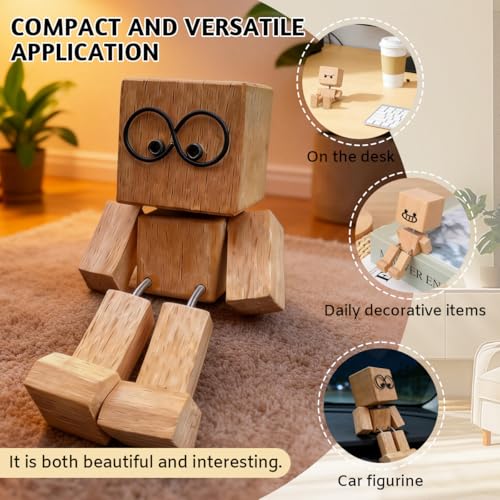 Shaking Wooden Doll with 12 Expressions - Fun Desk Decoration