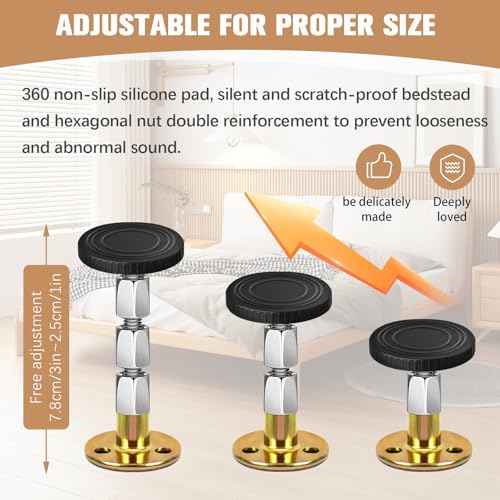 Adjustable Bed Stoppers with Furniture Pads - 2 Pack Anti-Shake Tool