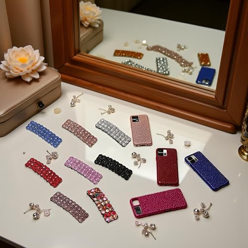 Jinshining Red Rhinestone Hair Clips 2-Piece Set Luxury Korean Style Rectangular Barrette Hairpins for Women Wedding and Party