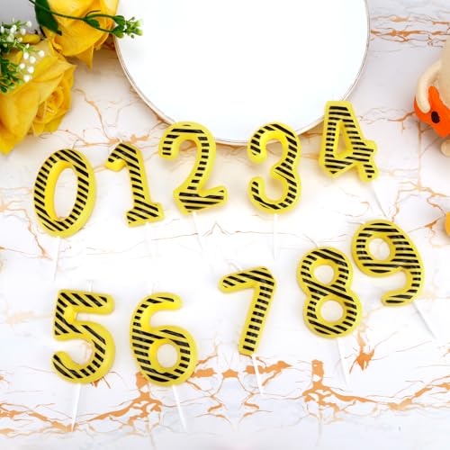 Construction Theme Birthday Candle - Black & Yellow Number 2