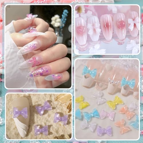 JOTINEL 3D Bow & Butterfly Nail Charms with Pearls and Tools