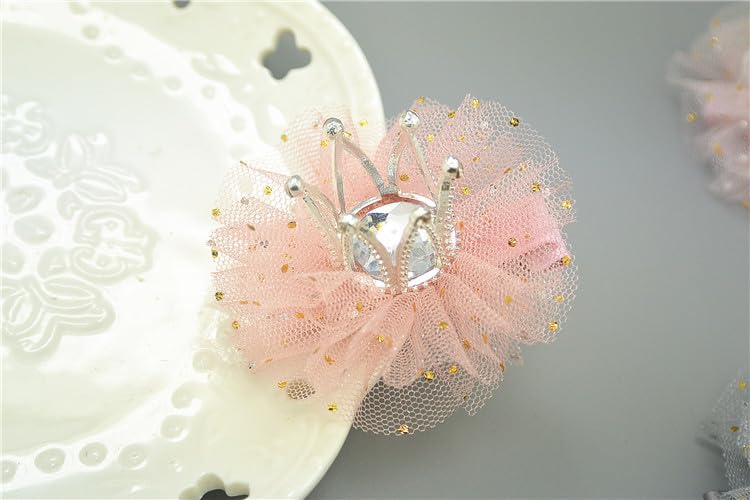Pink Rhinestone Crown Hair Clips 2pcs Princess Tiara Pins