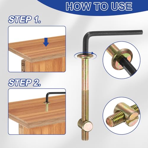 PATIKIL Bunk Bed Bolts and Nuts Kit - M6x60mm Carbon Steel Hardware