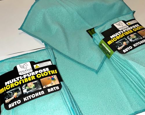 Microfiber Cleaning Cloths 12x12 Inch Teal - Multi-Purpose, Lint-Free, 10 Pack