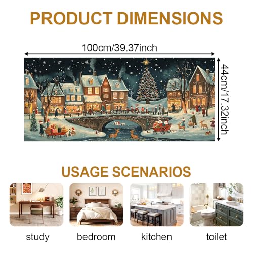 Christmas Village Night Window Film - Colorful 43 - Folk Art Holiday Decor