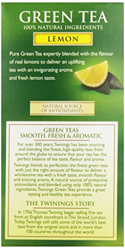 Twinings Green Tea with Lemon, Caffeinated Tea Bags - 20 Count