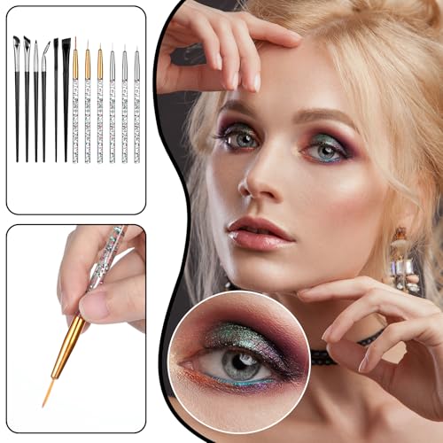 12 Pcs Eyeliner Brush Set Fine Point Angled Gel Eye Liner Brushes