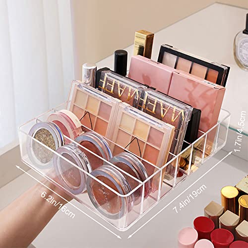Acrylic Eyeshadow Palette Organizer with 7 Compartments - Clear Makeup Storage