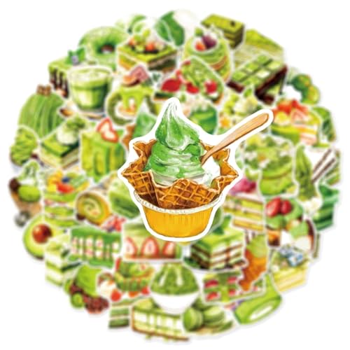 50Pcs Waterproof Matcha Dessert Stickers for DIY Decor