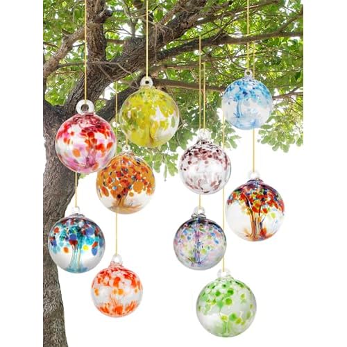 Dale Tiffany Hand Blown Glass, 4" Diameter Blush, Tree of Life Collection, Witch Globe Hanging Garden Indoor/Outdoor Decorative Ornament Gazing Ball