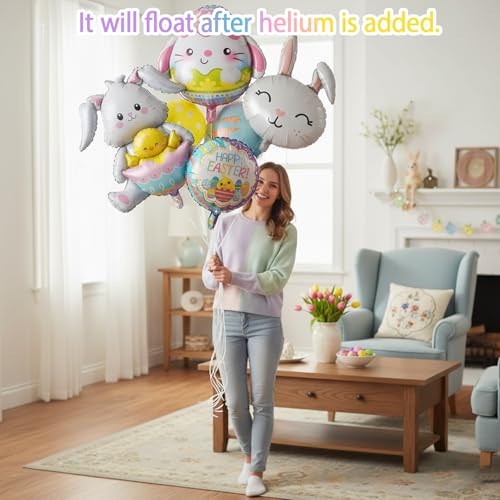 9-Piece Easter Balloon Kit with Bunny Decorations for Parties