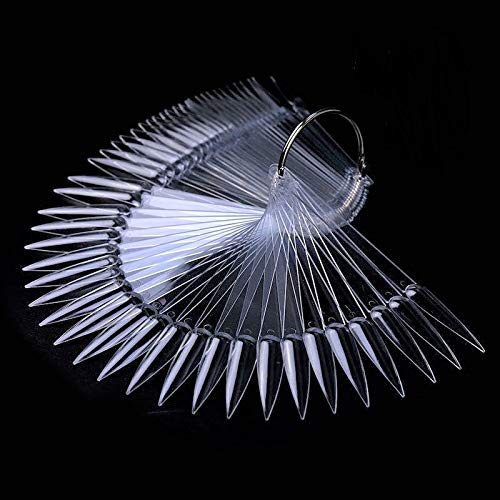 Aliotech 100-Tip Fan Shape Nail Art Display Sticks with Ring Holder