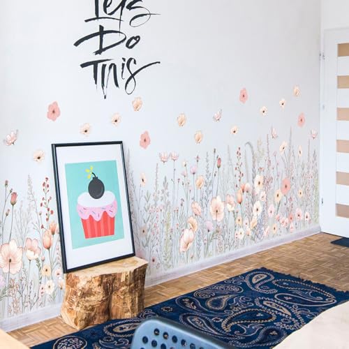Floral Baseboard Wall Stickers - Removable Peel & Stick Decals