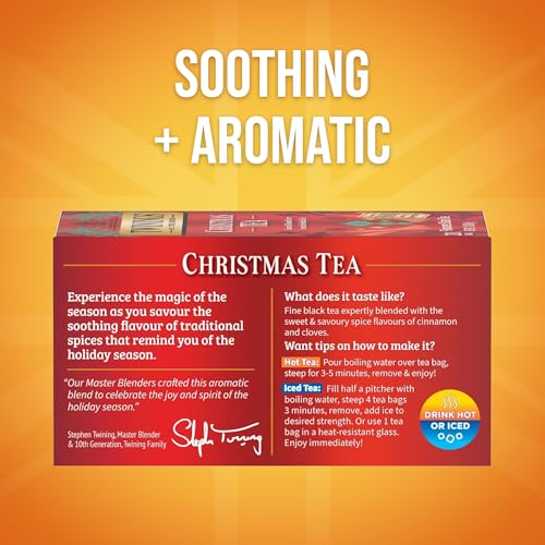 Twinings Christmas Black Tea, Spiced Holiday Blend, 20 Count (Pack of 6)