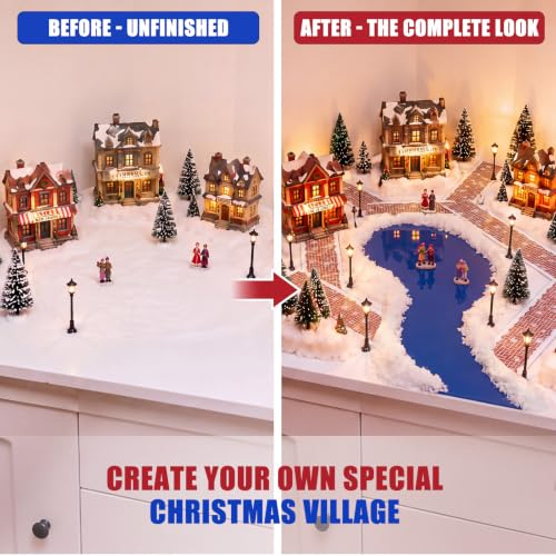 Fuutreo Christmas Miniature Village Accessories Snow Street & Ocean Mat Set - Red Brick Variation
