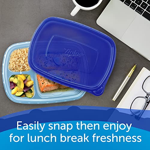 Ziploc Divided Rectangle Food Storage Containers, 8 Count, Leak-Proof