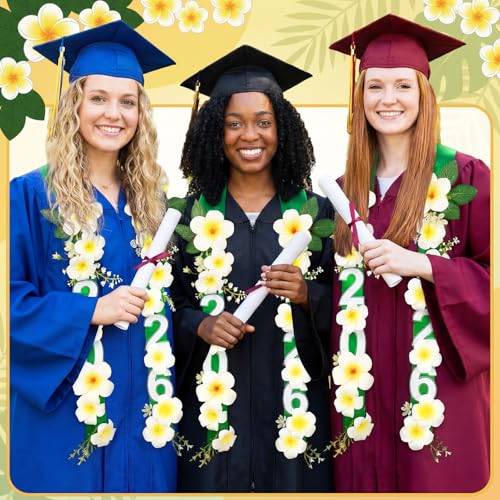 65 Inch Graduation Lei Class of 2026 - Yellow Plumeria Floral Wreath