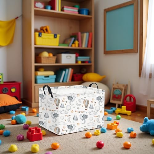 Collapsible Kids Storage Basket - Flying Dinosaur Rectangular Bin
