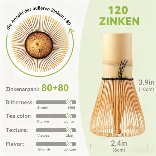 SHONMISEN Authentic Bamboo Matcha Whisk - 120 Prong Chasen for Tea