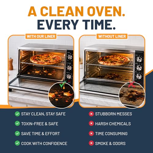 Toaster Oven Liners 2 Pack - Reusable Non-Stick 12"x12" Black