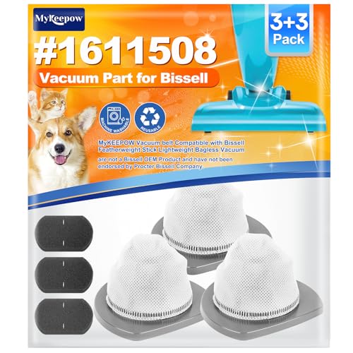 Compatible Bissell Featherweight Vacuum Filters - 3 Pack with Foam Filters