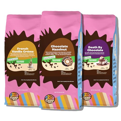 Crazy Cups Decaf Flavored Ground Coffee Variety Pack - 3 x 10 oz Bags