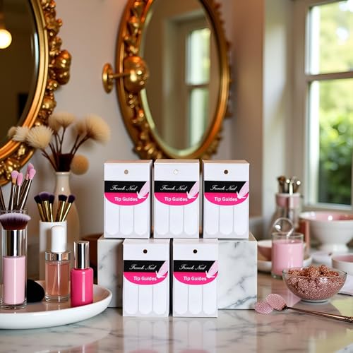 French Manicure Nail Guide Stickers - 240 Pcs Moon Shape Self-Adhesive Tips