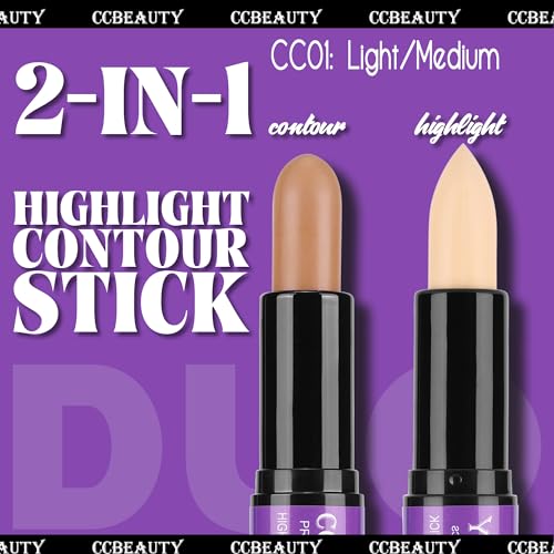 CCbeauty 2-in-1 Cream Contour and Highlighter Stick Waterproof