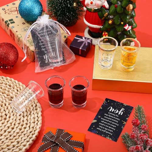 Roshtia Classic 18-Pack Christmas Shot Glasses Set with Thank You Cards & Organza Bags