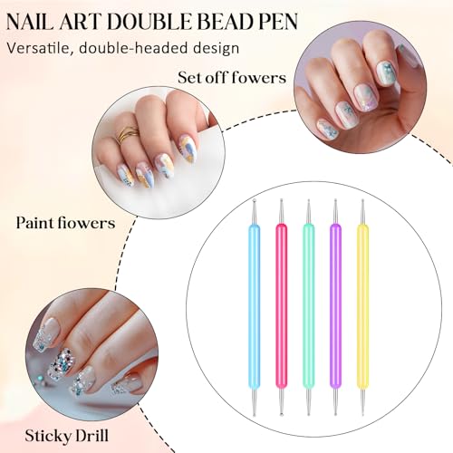 Styquenzer 5-Piece Nail Art Dotting Tool Set and Embossing Stylus Pen