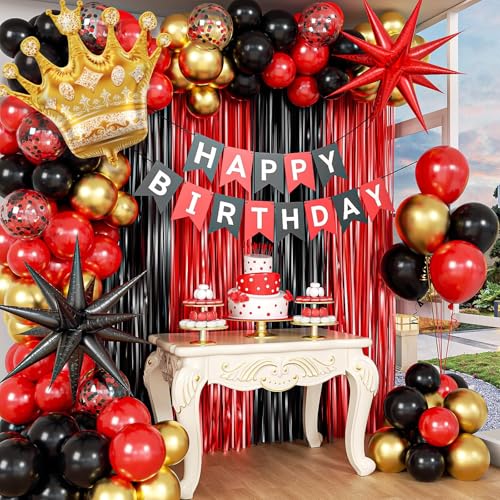 Vicduotex Red and Black Birthday Decorations Set for Men