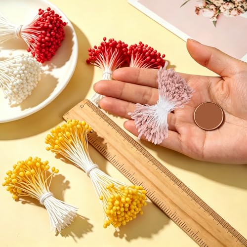 Dark Pink Double-Head Flower Stamen Pistil 2.5mm 680pcs for DIY Crafts & Decorations
