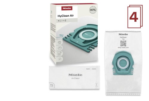 Miele HyClean Air TU Vacuum Cleaner Bags for Miele Guard L1 Vacuum Cleaners, Pack of 4 Vacuum Bags and 1 AirClean Exhaust Filter – 12774420