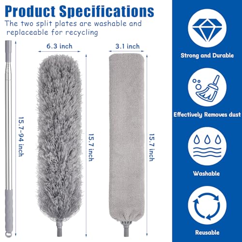 4-Piece Microfiber Retractable Duster Set - 100 Inch Extendable Gap Duster