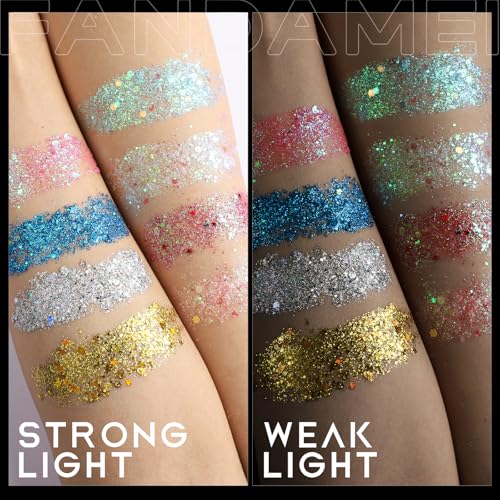 Fandamei Face and Body Glitter Gel Palettes, 2-Piece 8-Color Set