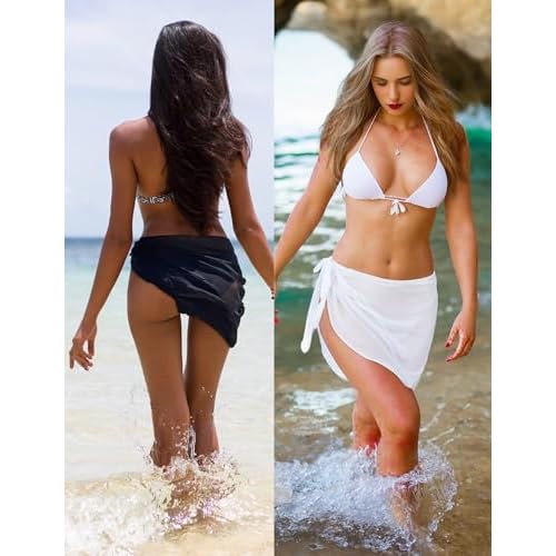 2PCS Sarong Wraps for Women, Beach Cover Ups for Women, Chiffon Sarong Swimsuit Coverup for Pool, Summer Wear