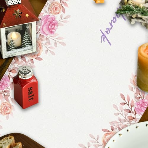 Ramadan Mubarak Table Runner, 13x72 Inch Linen, Moon & Star Design