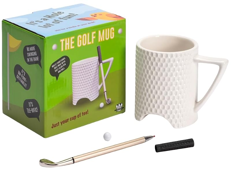 Golf Mug with Putter Pen & Mini Ball - Fun Golf Gift for Men