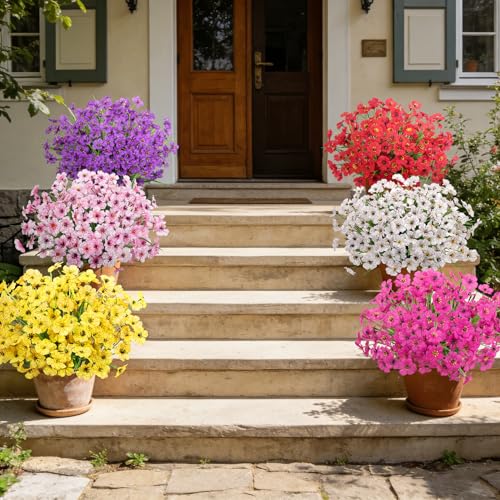 Roberly 24 Bundles of Multicolor Artificial Flowers for Outdoors
