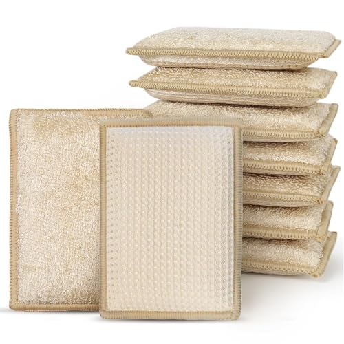 Reusable Bamboo Dish Sponges - Eco-Friendly Kitchen Cleaning Pads, Pack of 10