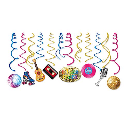 Disco Hanging Swirl Decorations - Retro Party Decor for Kids