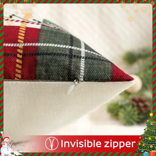 Artscope Christmas Throw Pillow Covers Set of 4 - Red 18x18 Inch Variation of THIS listing