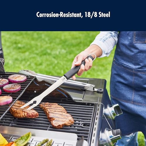 HENCKELS BBQ Grill Fork, Heavy Duty Stainless Steel Meat Fork for Grilling, Roasting & Carving, Long Handle Barbecue Tool for Outdoor Cooking, Smoker, Camping & Gifts