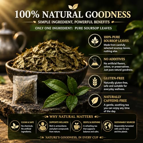 WOTIHA Soursop Graviola Tea Bags - 45 Count, 100% Natural & Vegan