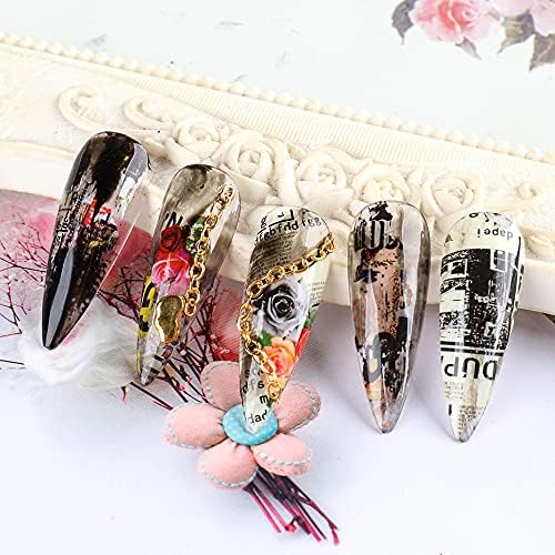 CHANGAR Newspaper Magazine Nail Art Foil Transfer Decals - 10 Sheets