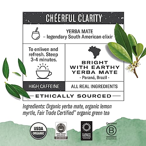 Numi Organic Maté Lemon Tea - 18 High-Caffeine Green Tea Bags