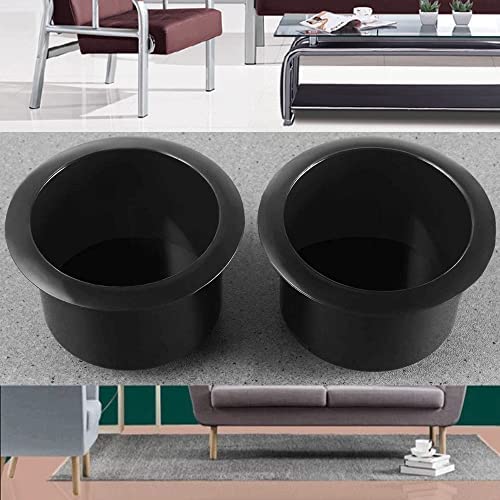 2 Pcs Black Plastic Cup Holder Insert for Recliner, Sofa, Boat & Poker Table